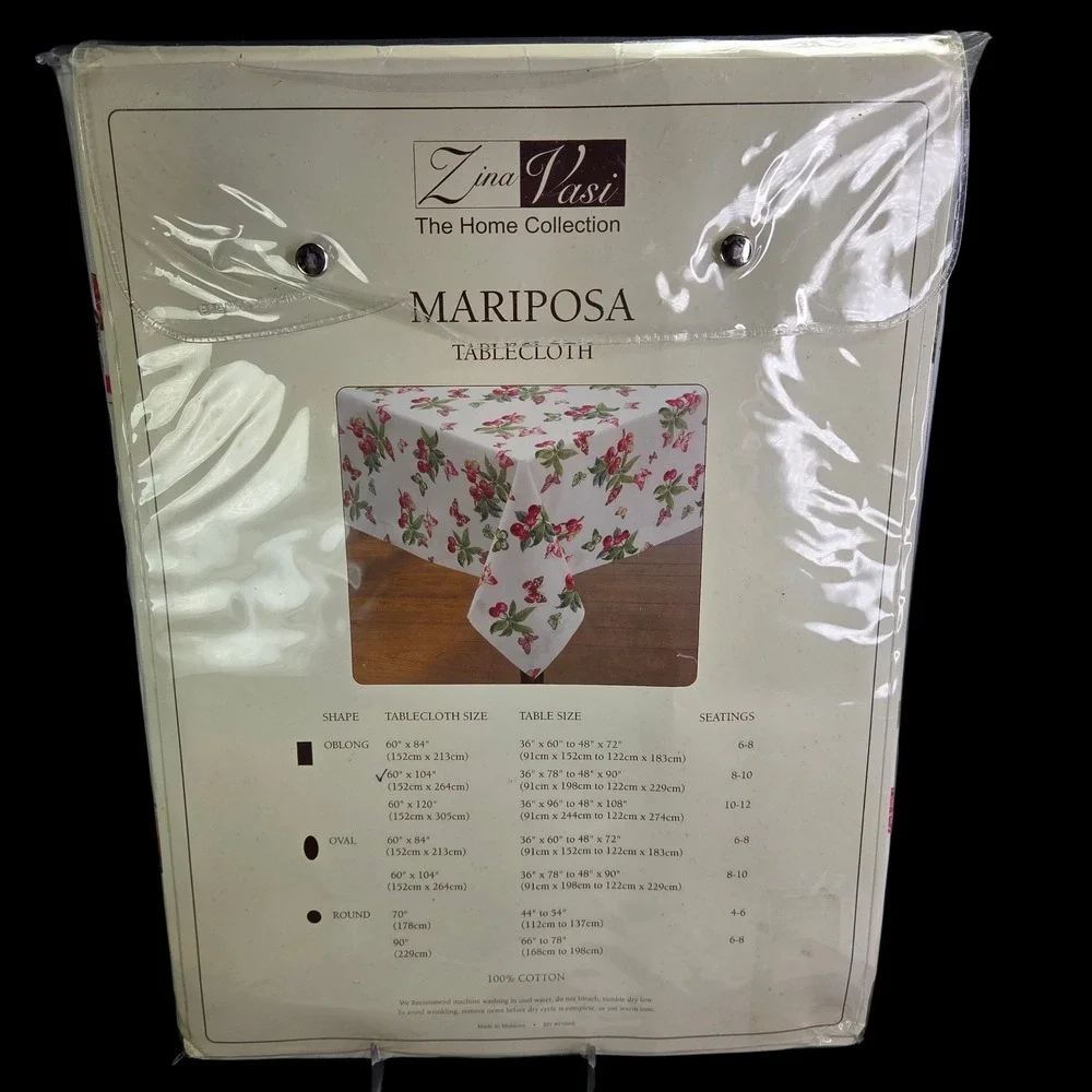 Cherries Butterfly Tablecloth 60 x 104 Oblong Summer Spring Red Cherry Green New